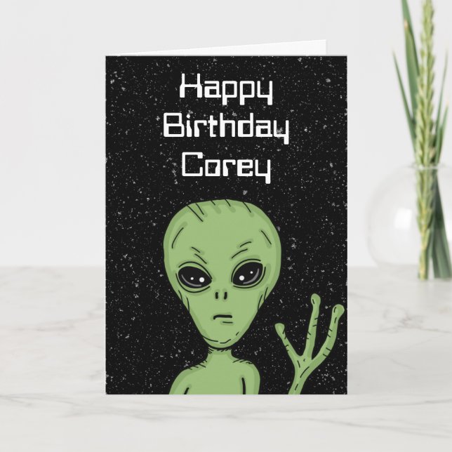 Carte Alien personnalisé, Hors de ce Monde Anniversaire (Devant)