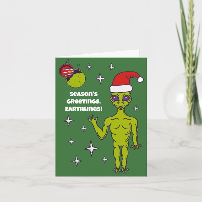 Carte Alien spatial dans un chapeau de Père Noël personn (Devant)