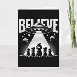 Carte Alien Ufo And Moai Easter Island Head Tee - Mystic