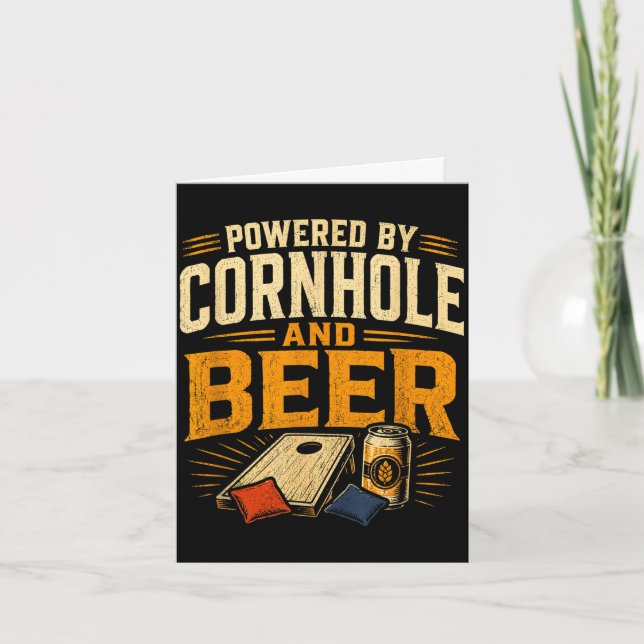 Carte Alimenté par cornhole et bière drôle de tailgate (Devant)