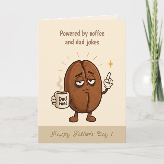 Carte Alimenté par le café Mignon haricot de café Fête d (Devant)