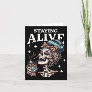Carte Alive Skeleton Halloween Leopard Messy Bun Femmes 
