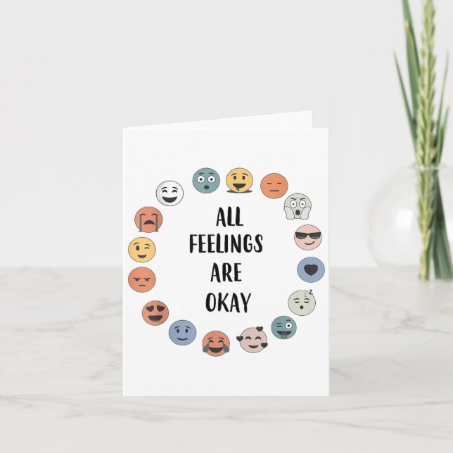 Carte All Feelings Are Okay School Teacher Psychologist  (Devant)