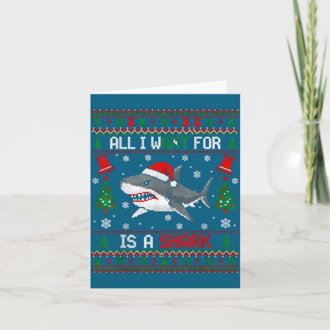 Carte All-i-want-for Christmas Is A Shark, Funny Shark C (Devant)