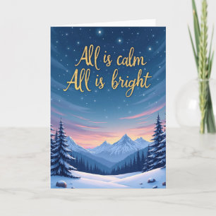 Carte All is Calme All is Bright Winter Night Sky Card