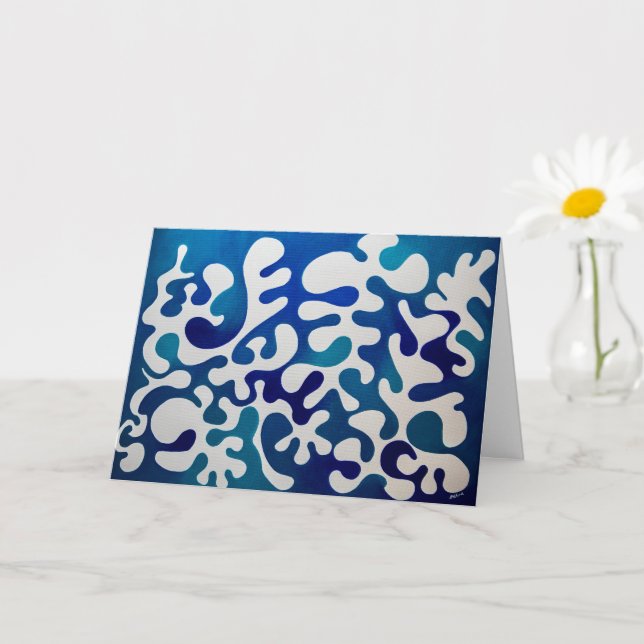 Carte All Occasion Blue Abstract Greeting Card (Petite plante)