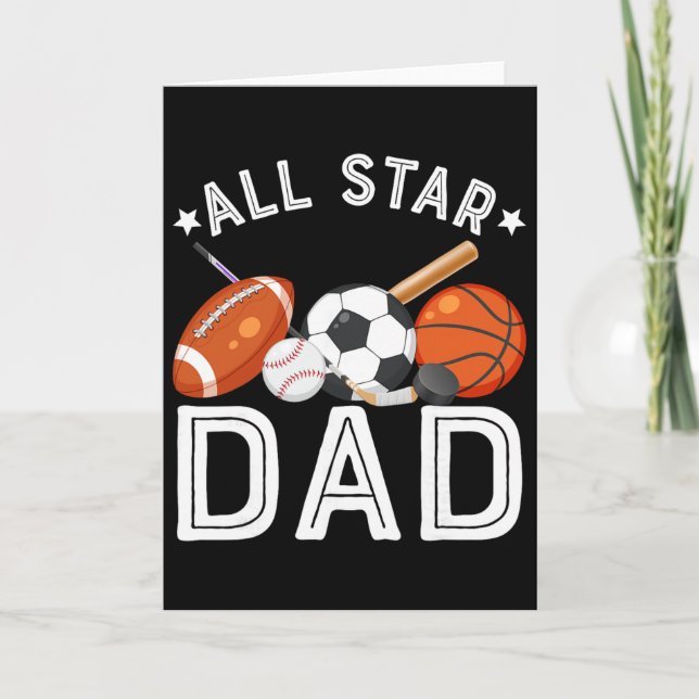 Carte All Star Dad Of The Birthday Boy Sketll Soccer Spo (Devant)