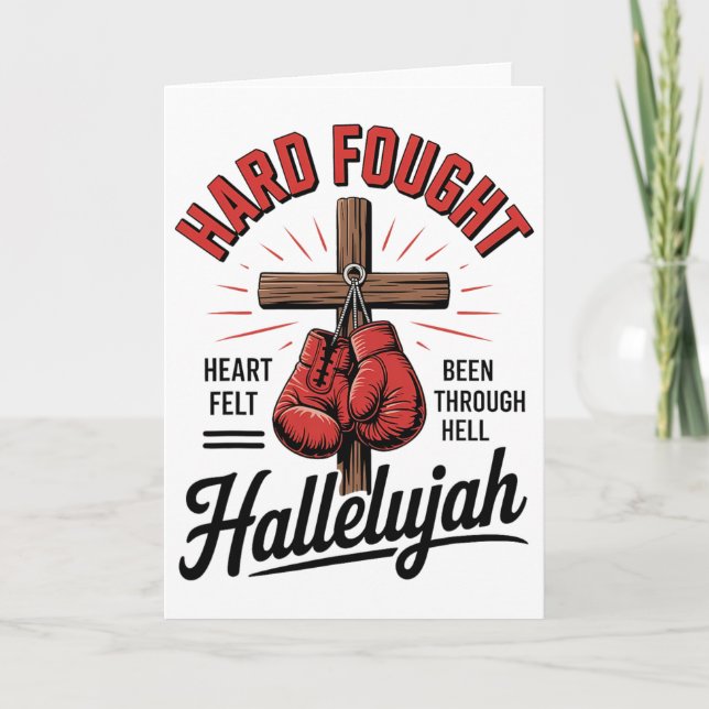 Carte Alléluia durement combattu Boxe chrétienne Croix S (Devant)