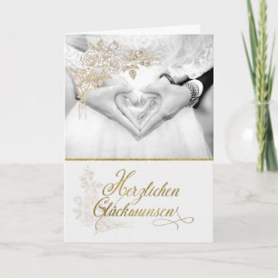 Carte ALLEMAND Mariage Félicitations Faux Gold Leaf