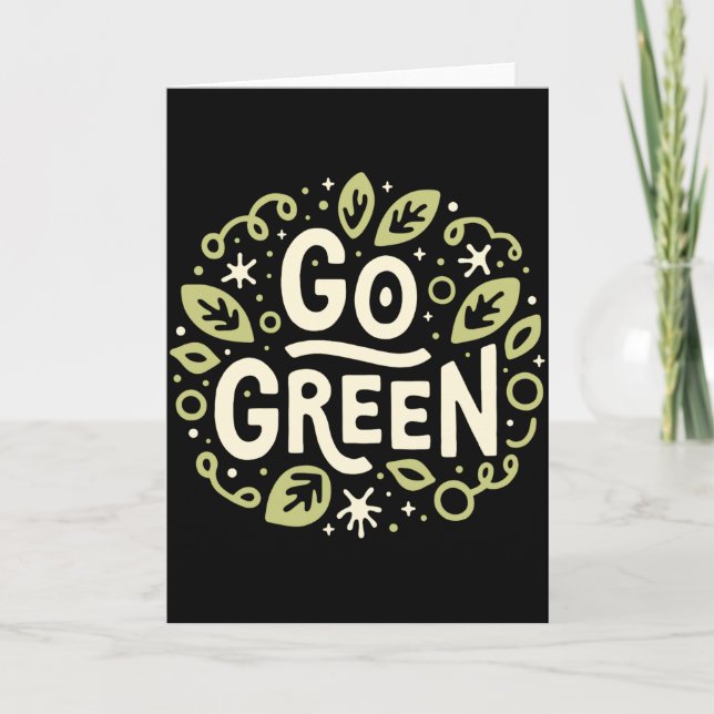 Carte Aller Vert Éco Friendly Esthétique Mignon Jour De  (Devant)