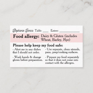 Carte Allergy, Restaurant Convivial Celiac