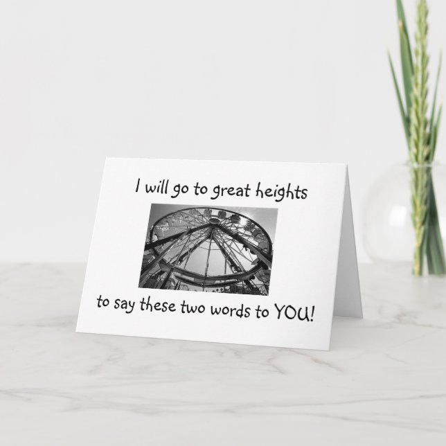 CARTE ALLEZ À GRANDES HAUTEURS POUR DIRE HEUREUX ANNIVER (Devant)