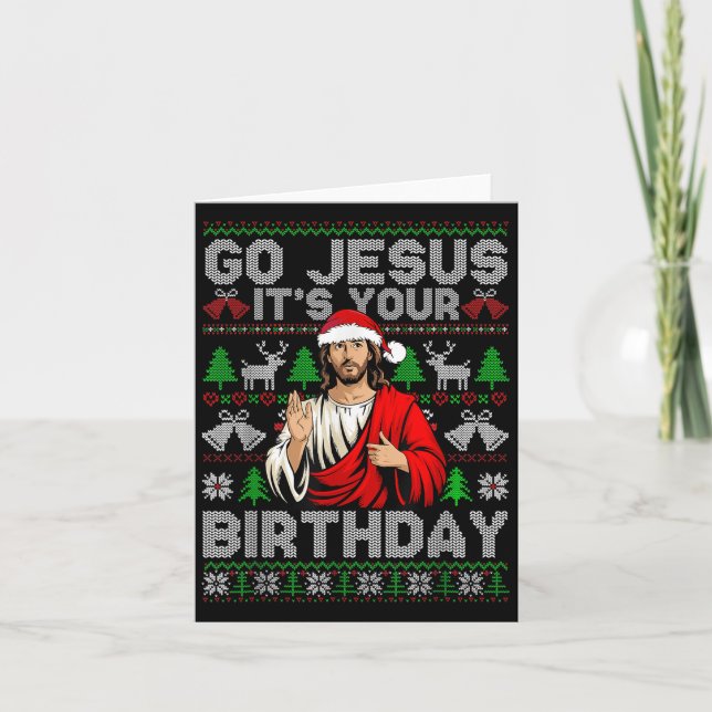 Carte Allez Jésus C'est ton Anniversaire Vilain Chandail (Devant)