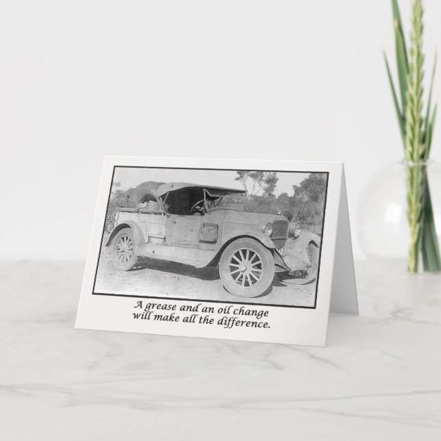 Carte Allez-y bientôt, voiture vintace en attente de ser (Devant)