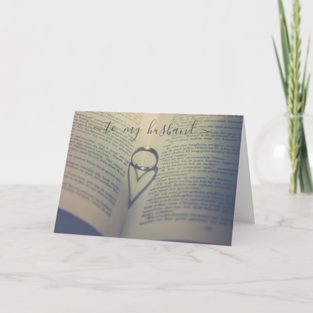 Carte Alliance de mariage sur un livre ouvert pour anniv (Devant)