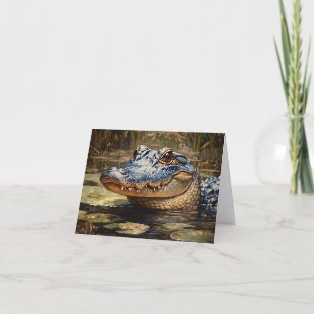Carte Alligator dans les Everglades Wildlife Art (Devant)
