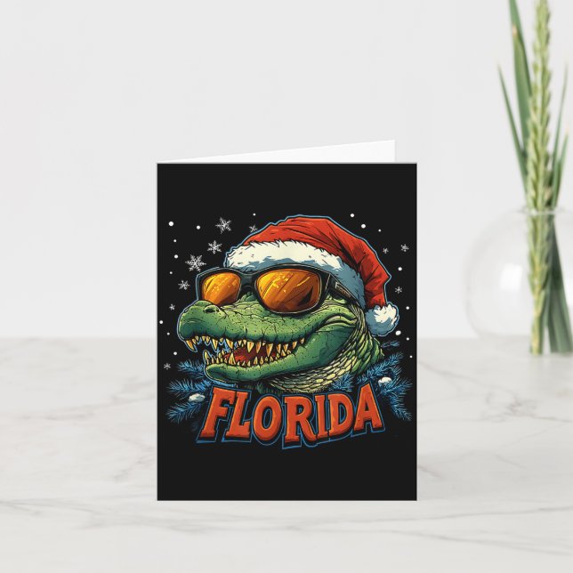 Carte Alligator Santa Funny Florida Holiday Christmas Xm (Devant)