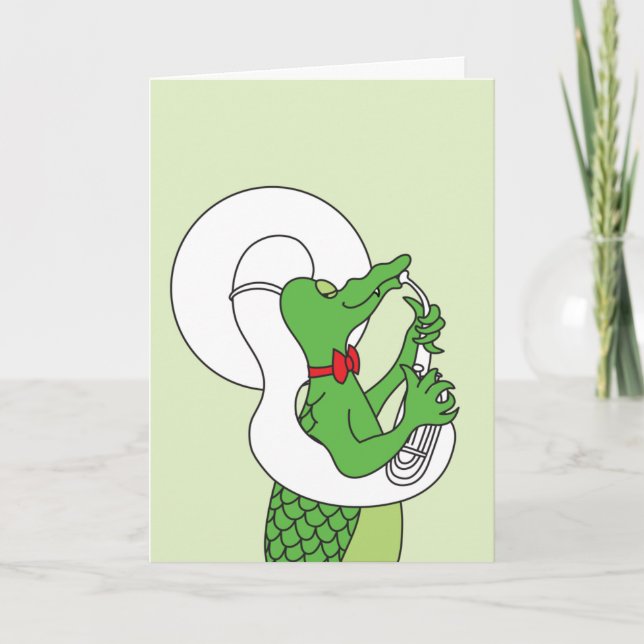 Carte Alligator Tuba jouant (Devant)