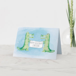 Carte Alligators/crocodiles peints à l'aquarelle avec en