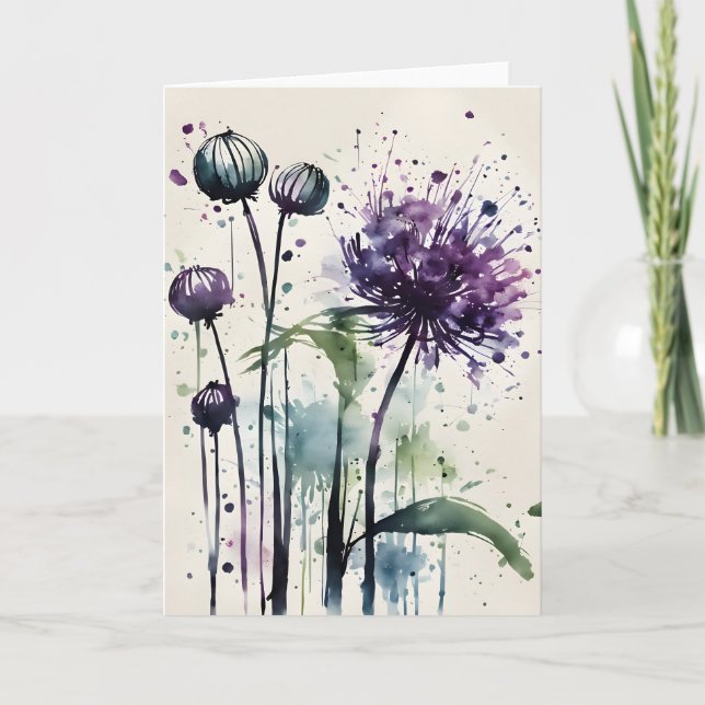 Carte Allium - Watercolor flowers (Devant)