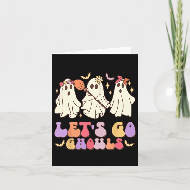 Carte Allons Gouls Cute Retro Halloween Ghost Squad (Devant)