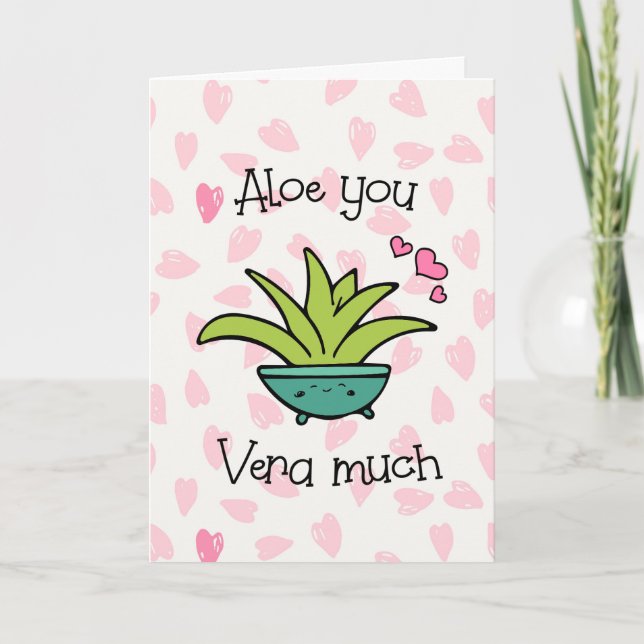 Carte Aloe You Vera Much Amour Mignon Pun (Devant)