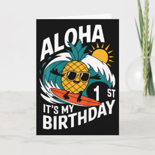 Carte Aloha 1er anniversaire Hawaï Pinède Surf Tropic