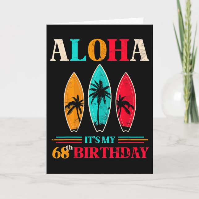 Carte Aloha 68e Anniversaire Hawaï Plage Tropicale Surf  (Devant)