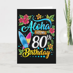 Carte Aloha C'est Mon 80e Anniversaire Surf Hawaii Plage