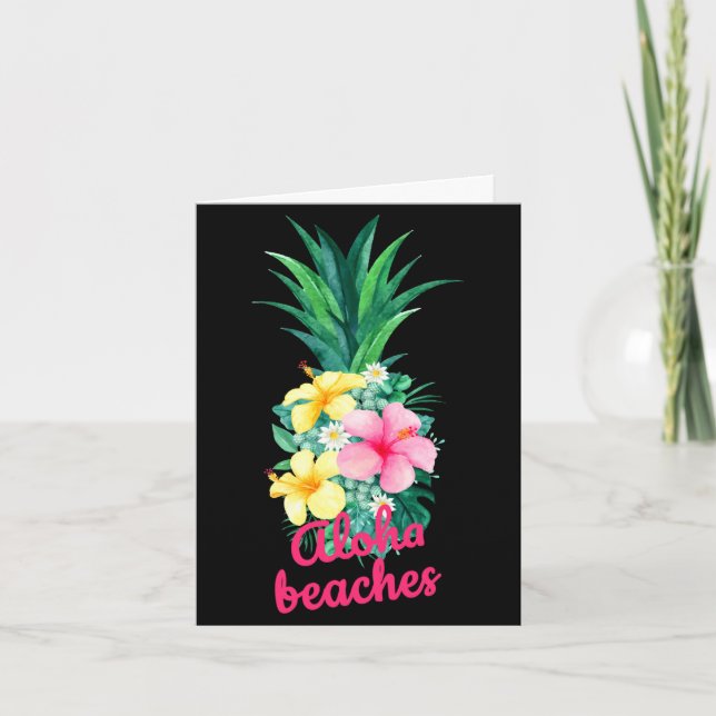 Carte Aloha fleurs d'ananas aloha hawaii vintage (Devant)
