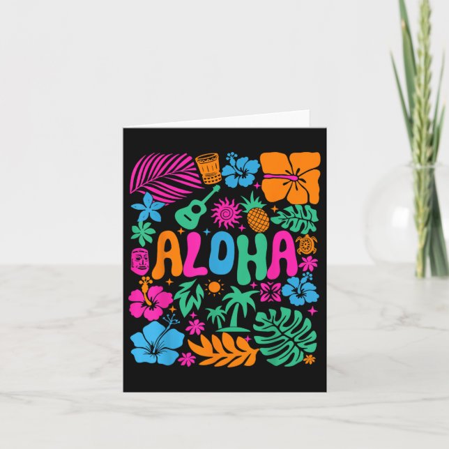 Carte Aloha Hawaii Boho Retro Shaka Hibiscus Vacances Tr (Devant)