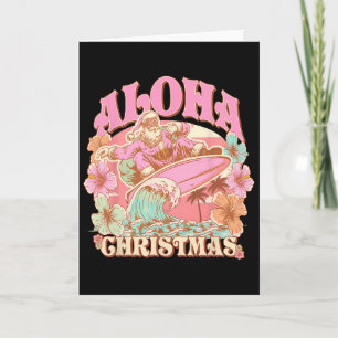 Carte Aloha Noël Père Noël Surfant Hawaïen Mele 