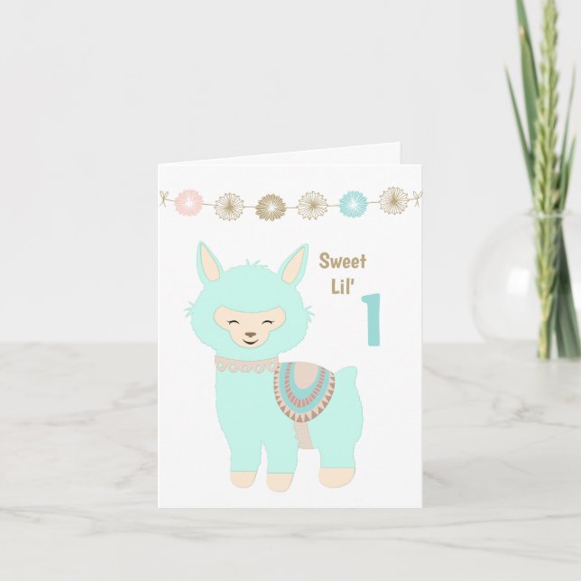Carte Alpaca Baby's 1er anniversaire (Devant)