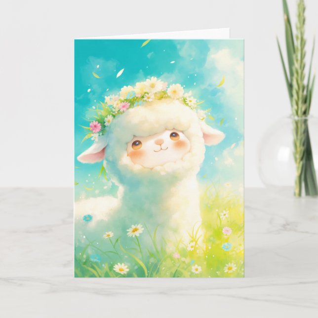 Carte Alpaca Flower Crown Bliss (Devant)