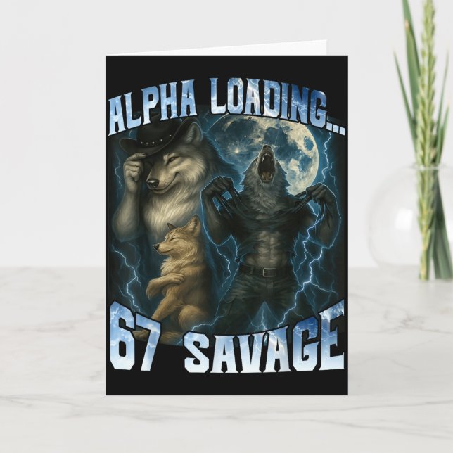 Carte Alpha Wolf Loading 67 Percent Savage Funny Wolves  (Devant)