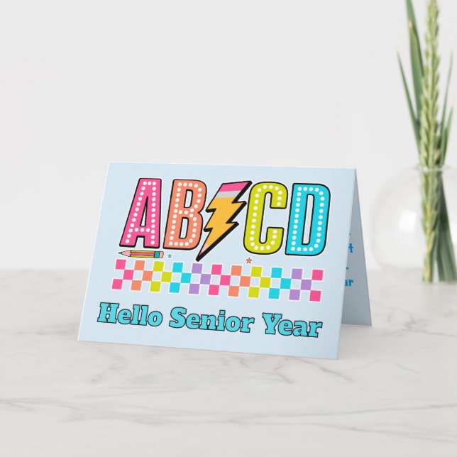 Carte Alphabet ABCD Rétro Éclair Retour à l'école (Devant)