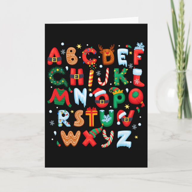 Carte Alphabet de Noël pour Enseignant Ck Retour à l'Éco (Devant)