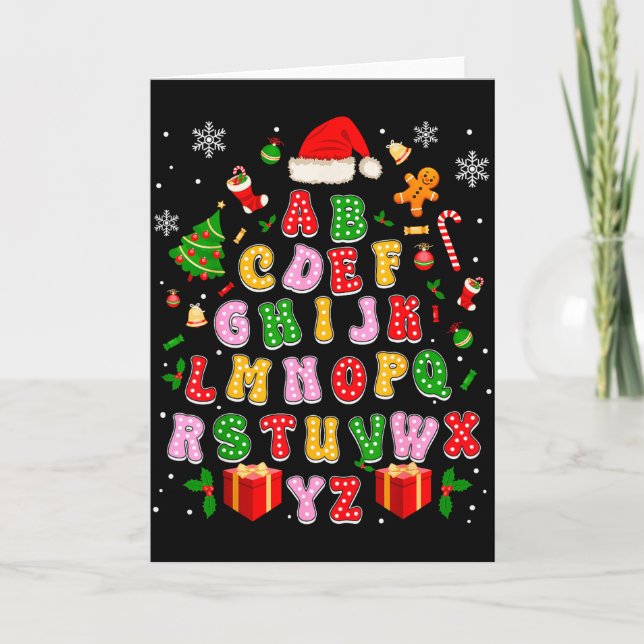 Carte Alphabet de Noël pour Enseignant Retour à l'école  (Devant)