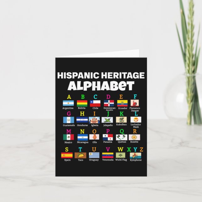 Carte Alphabet des drapeaux hispaniques pour enseignants (Devant)