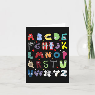 Carte Alphabet drôle de la lore de A à Z lettre Hi pour