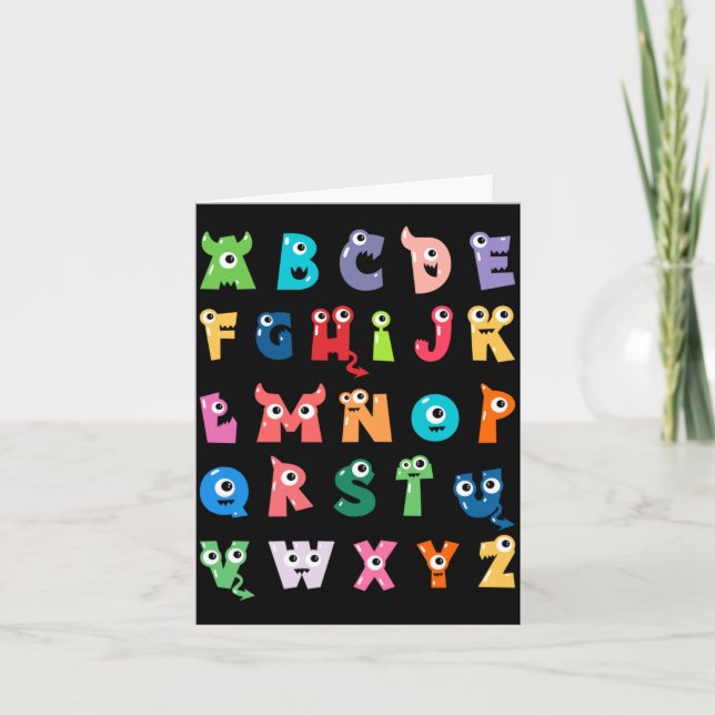 Carte Alphabet Monstre Mignon Abc Halloween Professeur (Devant)