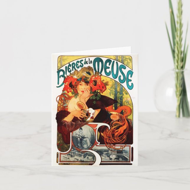 Carte Alphonse Mucha Beer of the Muse Note Card (Devant)