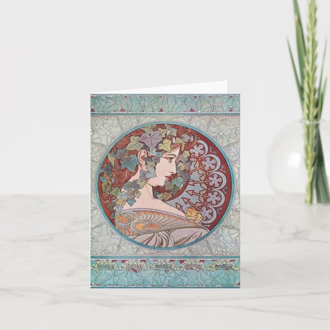 Carte Alphonse Mucha Ivy Art Nouveau Note Cards (Devant)