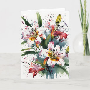 Carte Alstroemeria - Fleurs aquarelles