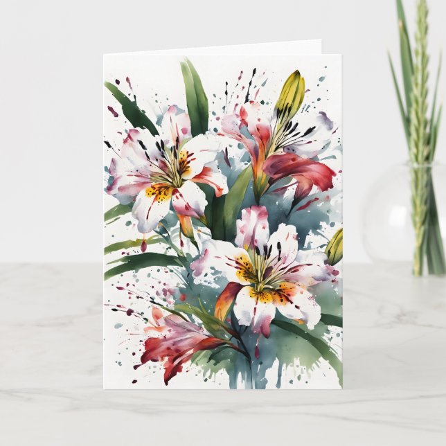 Carte Alstroemeria - Watercolor flowers (Devant)