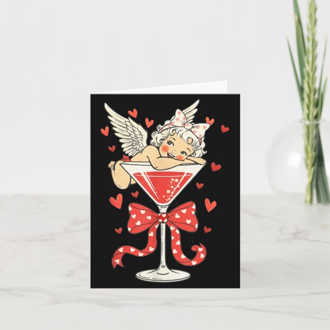 Carte Amant de Martini de la Saint-Valentin buvant la Qu (Devant)