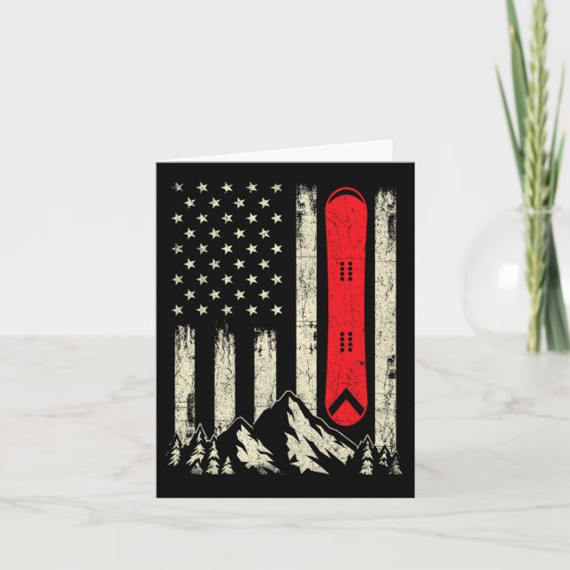 Carte Amant du snowboard - Drapeau américain Snowboardeu (Devant)