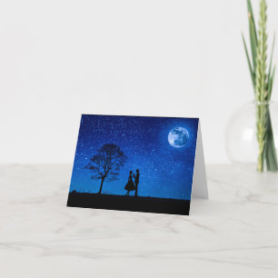 Carte Amants sous une pleine lune
