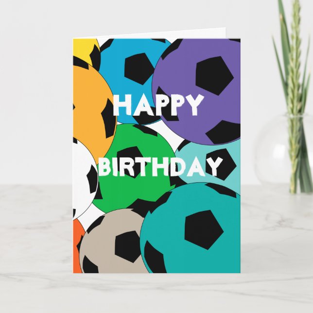 Carte amas de balles de football, Joyeux anniversaire (Devant)