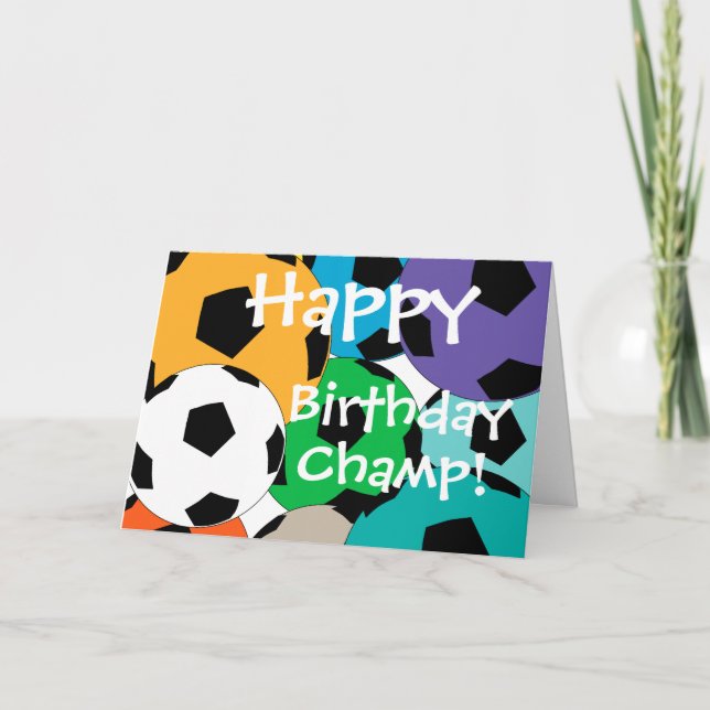 Carte amas de boules de football AHappy, Anniversaire, C (Devant)